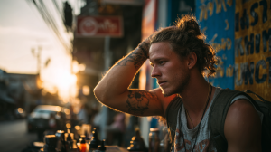 Barber Club Phuket Luxury Men's Grooming & Mobile Barber Services in Bang Tao, Phuket Davidv. 56221 Stylish Male Traveller Adjusting Hair While Backp 50cfe25a Eff7 4308 918f 0f9bd1f88d6c